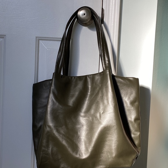 Neiman Marcus Handbags - Neiman Marcus forest green imitation leather Tote Bag